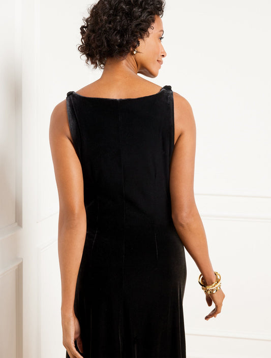 VELVET DRAPED MIDI DRESS | Talbots