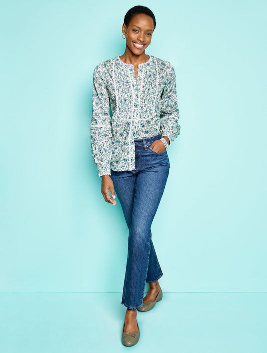 SCALLOP LACE TRIM TOP - BLOOMING DAFFODILS | Talbots