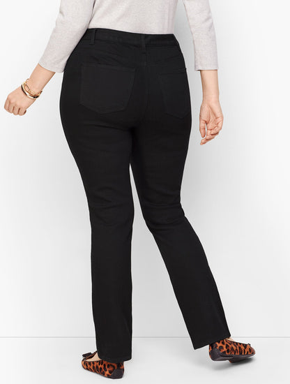 PLUS SIZE HIGH-WAIST STRAIGHT-LEG JEANS - BLACK | Talbots