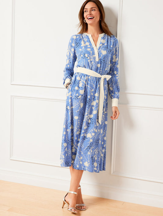 BELTED FIT & FLARE SHIRTDRESS - DANCING FLOWERS | Talbots
