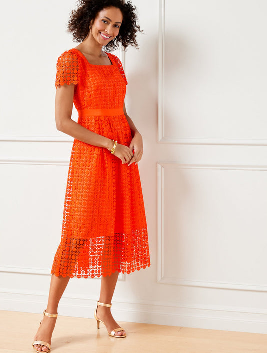 LACE FIT & FLARE DRESS | Talbots