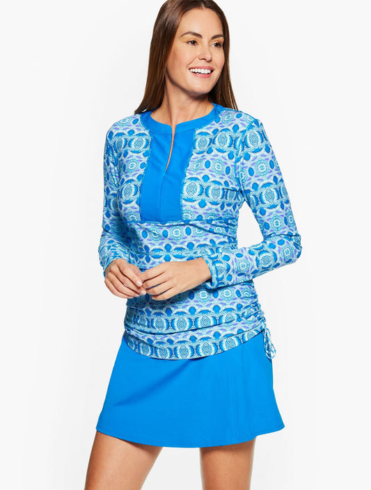 CABANA LIFE® CRYSTAL COVE RUCHED SPORT SHIRT - CRYSTAL GEO | Talbots
