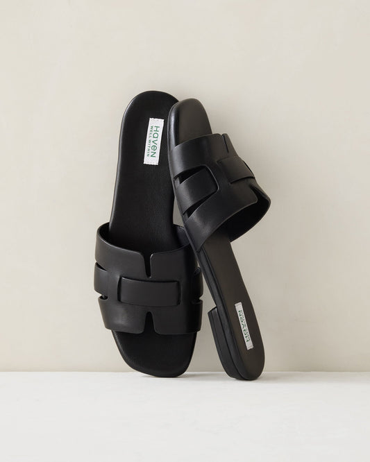 LEATHER THREADED CUT-OUT SLIDES | Talbots