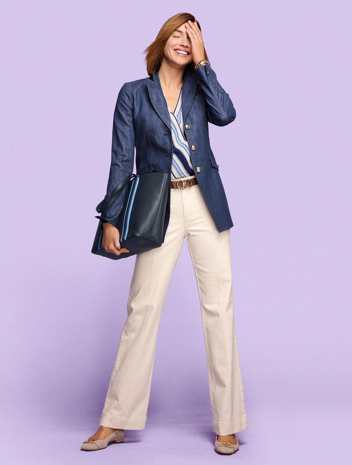 HAPPY STRIPE WRAP TOP | Talbots