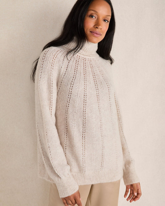 LOFTY KNIT POINTELLE TURTLENECK SWEATER | Talbots
