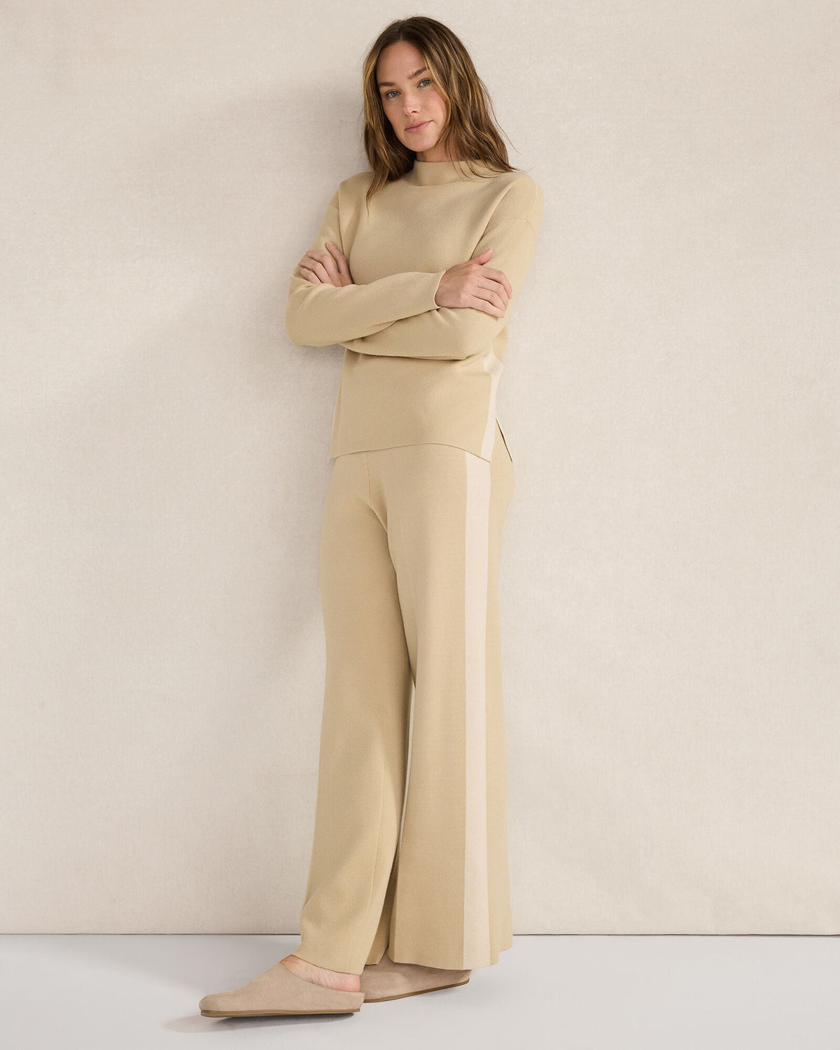 TUXEDO STRIPE FUNNEL NECK PULLOVER | Talbots