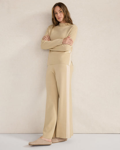 TUXEDO STRIPE FUNNEL NECK PULLOVER | Talbots