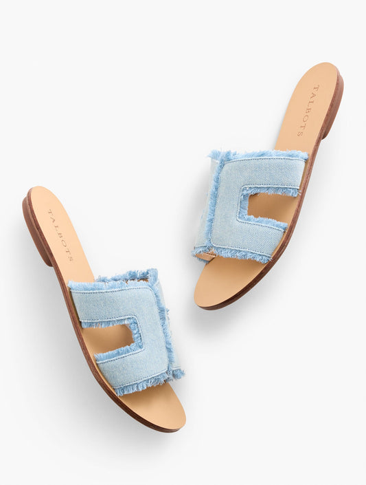 HANNAH FRAYED DENIM SLIDES | Talbots