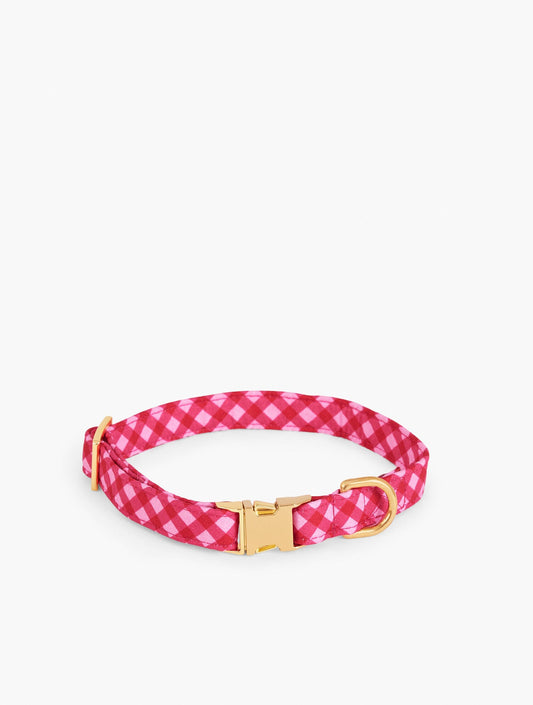 THE FOGGY DOG RASPBERRY PLAID DOG COLLAR | Talbots