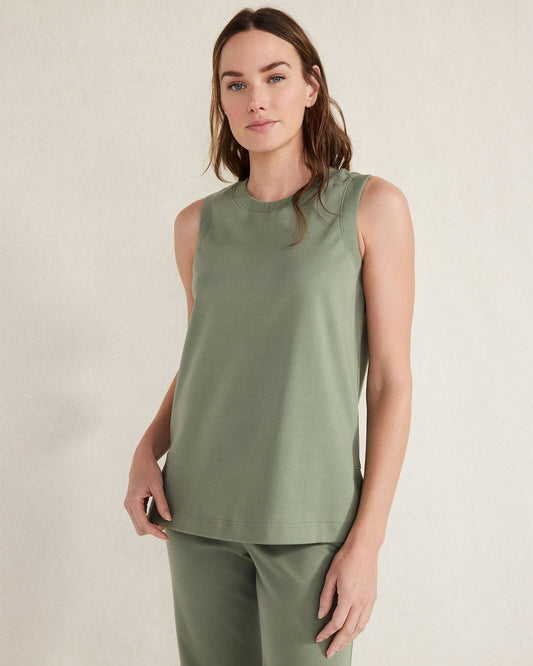 ORGANIC COTTON INTERLOCK SLEEVELESS TUNIC | Talbots