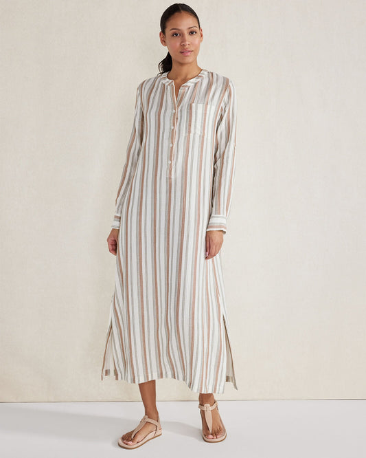 ORGANIC COTTON GAUZE STRIPED DRESS | Talbots
