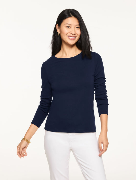 LONG SLEEVE CREWNECK TEE | Talbots