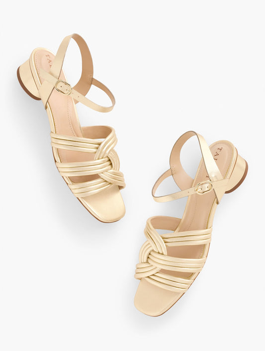 ADINA NAPPA BLOCK HEEL SANDALS - METALLIC | Talbots