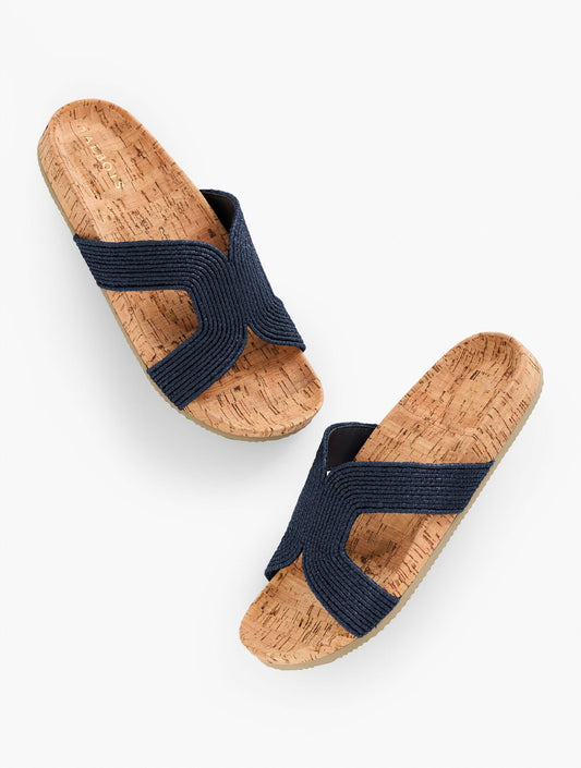 MALIA WOVEN RAFFIA SLIDES | Talbots