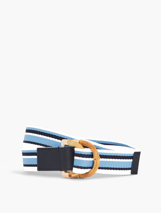BAMBOO BUCKLE STRIPED WEBBING BELT | Talbots