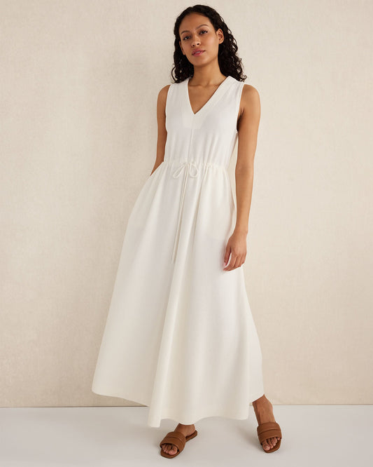 COTTON BLEND TEXTURED MIDI DRESS | Talbots