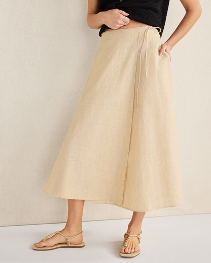 ORGANIC COTTON LINEN WRAP SKIRT | Talbots