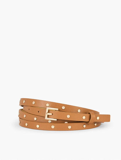 STUDDED DOUBLE WRAP LEATHER BELT | Talbots