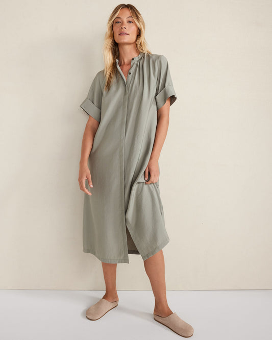 LUXE MODAL SHORT SLEEVE MIDI DRESS | Talbots