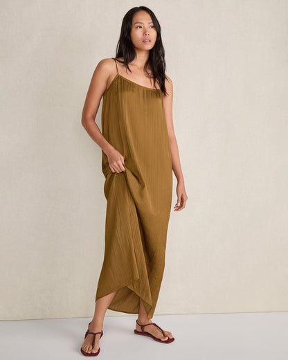 SILKY PLEATED MAXI DRESS | Talbots
