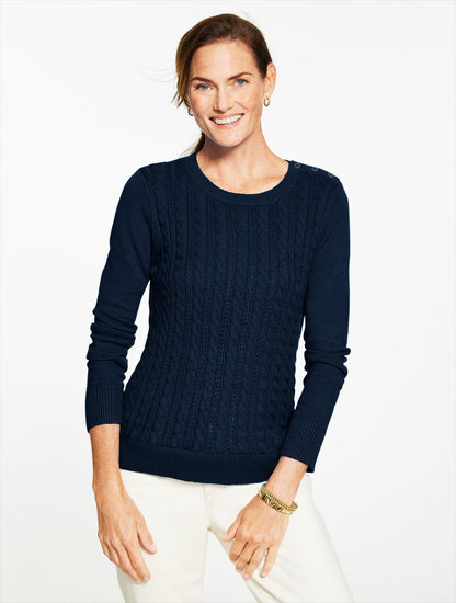 CABLE KNIT CREWNECK SWEATER - COLORS | Talbots