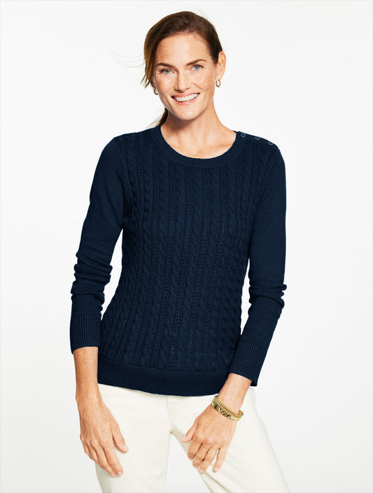 CABLE KNIT CREWNECK SWEATER - COLORS | Talbots