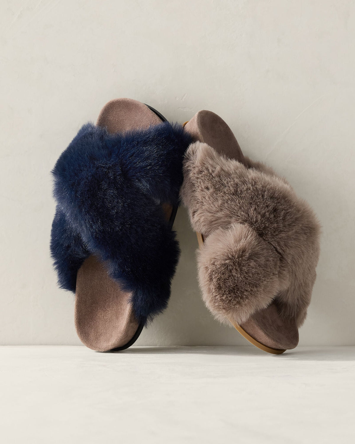 FAUX FUR CRISS CROSS MOLDED SLIPPERS | Talbots